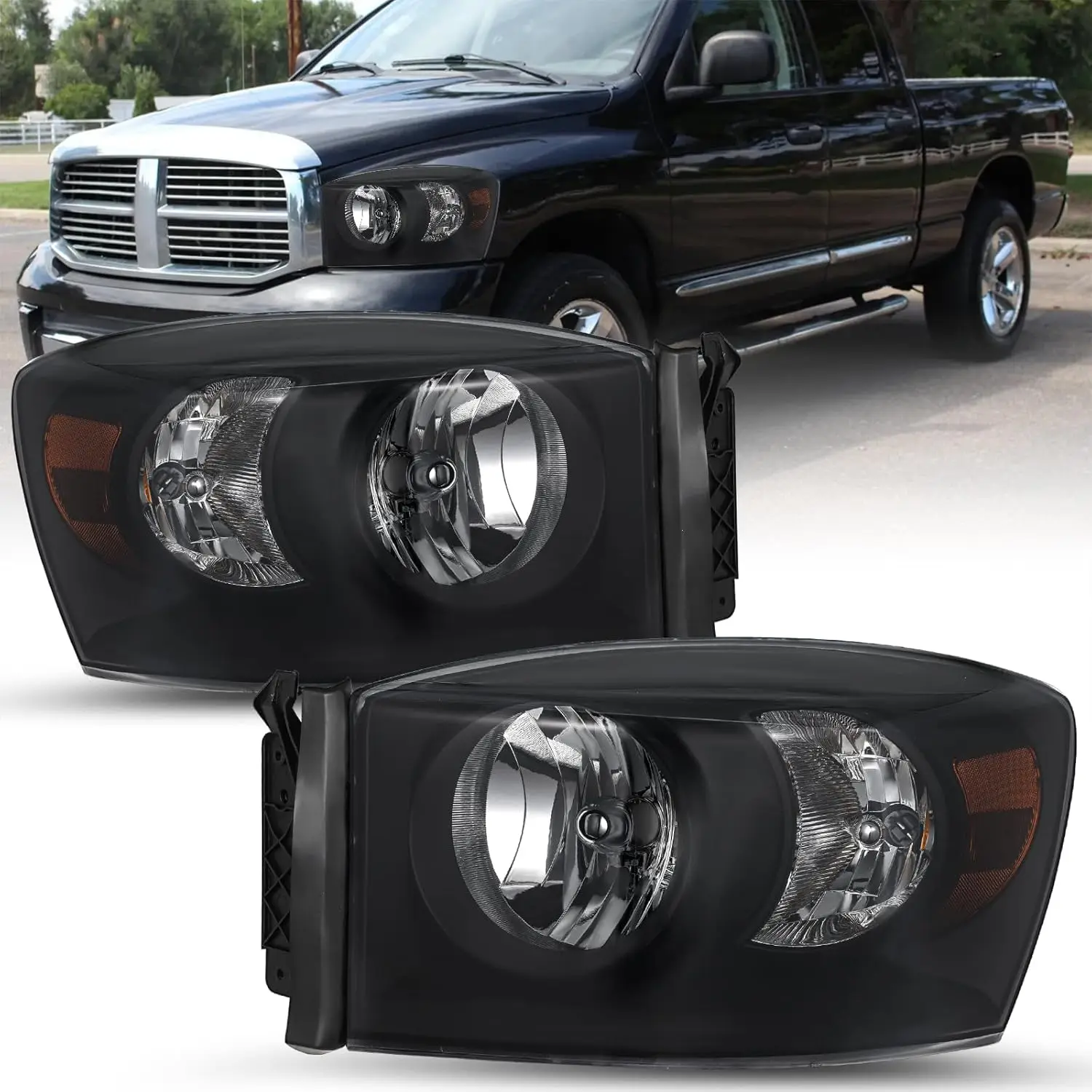 Headlight Assembly Compatible with 06 07 08 Dodge Ram 1500/06 07 08 09 Ram 2500 3500 Pickup Passenger and Driver Side, Amber Ref
Headlight Assembly Compatible with 06 07 08 Dodge Ram 1500/06 07 08 09 Ram 2500 3500 Pickup Passenger and Driver Side, Amber Ref