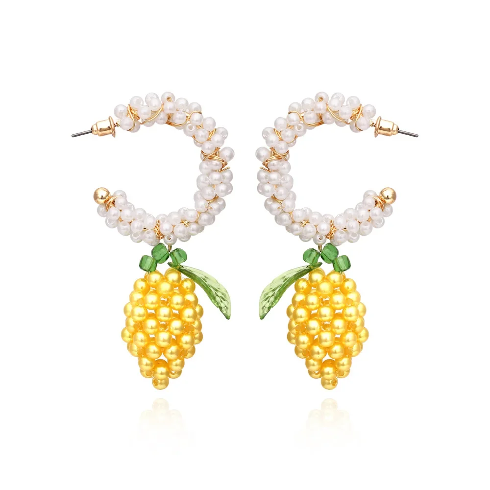 Beaded earrings Entangle lemon Pendant Originality Graph Hand knitting Bohemia Alloy C-shape Tide Simple Rice bead earrings
Beaded earrings Entangle lemon Pendant Originality Graph Hand knitting Bohemia Alloy C-shape Tide Simple Rice bead earrings