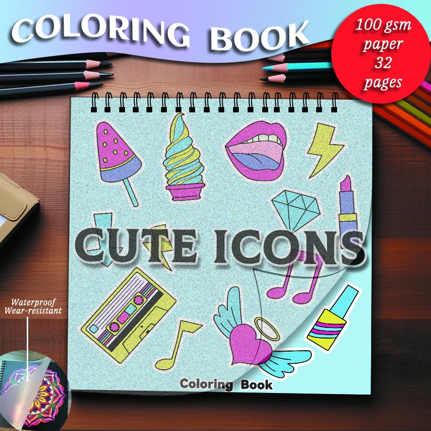 CUTE ICONS Coloring Book - 8.27 x 8.27 inches 32 pages coloring book - ideal gift for family or friends
CUTE ICONS Coloring Book - 8.27 x 8.27 inches 32 pages coloring book - ideal gift for family or friends
