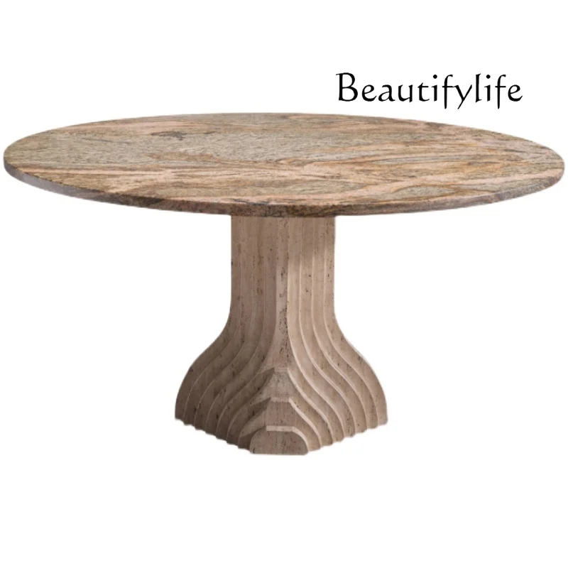 Natural marble dining table living room dining room light luxury travertine dining table hotel atmosphere Nordic round
Natural marble dining table living room dining room light luxury travertine dining table hotel atmosphere Nordic round