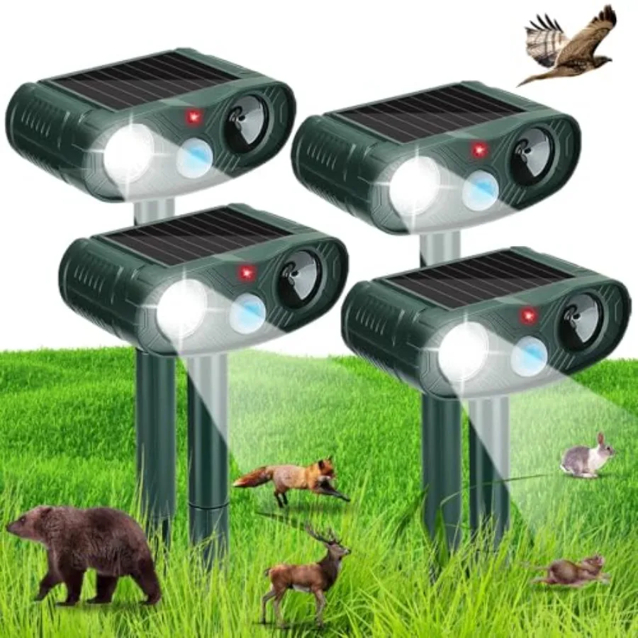 Outdoor solar ultrasonic animal repellent for deer, cats, squirrels, raccoons, dogs, bears; upgraded 2026 model with motion det
Outdoor solar ultrasonic animal repellent for deer, cats, squirrels, raccoons, dogs, bears; upgraded 2026 model with motion det