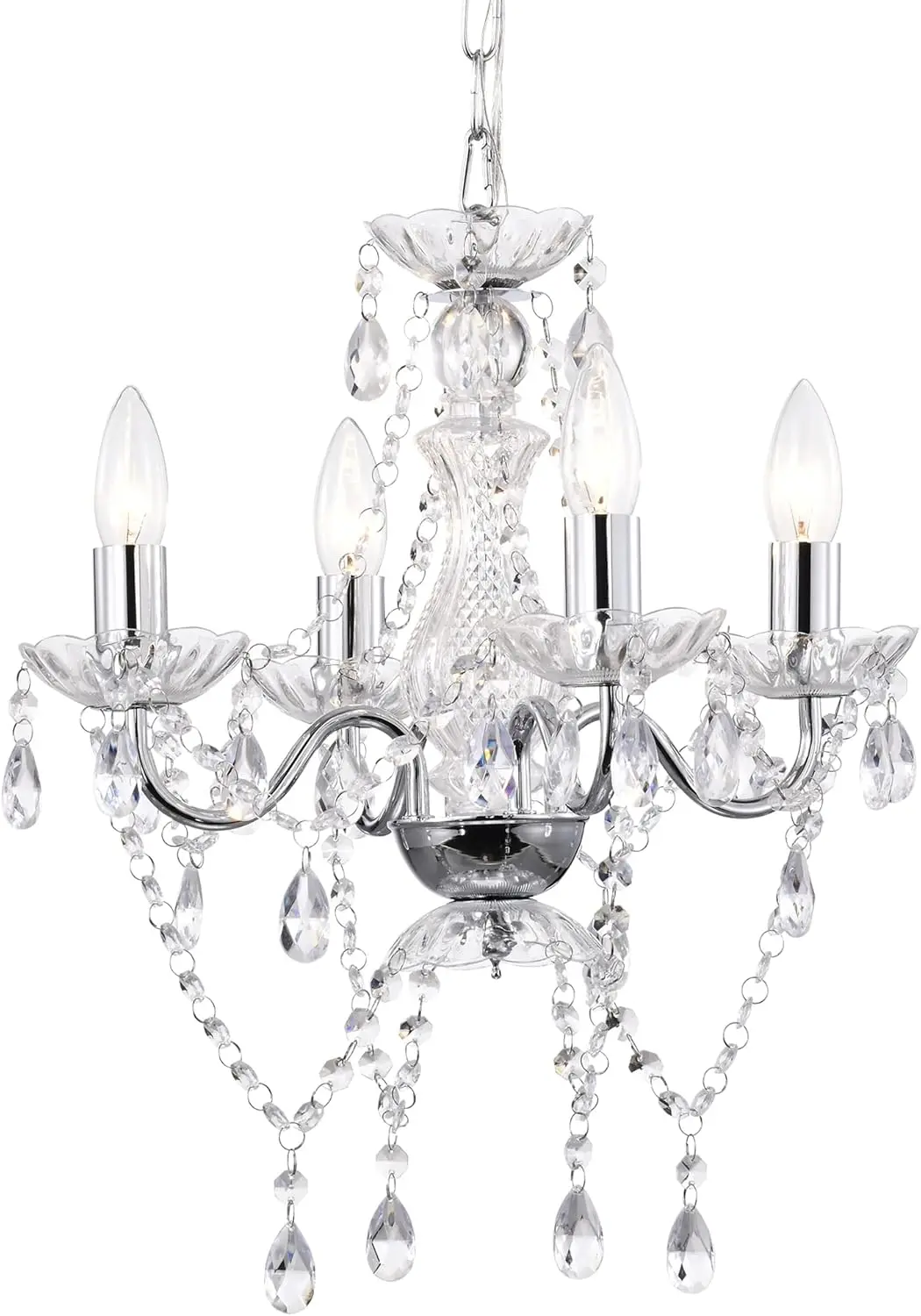 Modern Mini Crystal Chandelier with 4 Lights for Dining Room, Chrome Finish and Candle Style Design
Modern Mini Crystal Chandelier with 4 Lights for Dining Room, Chrome Finish and Candle Style Design