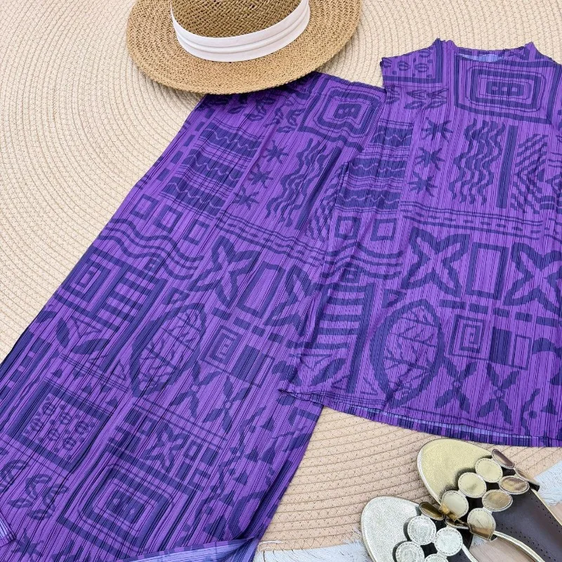 Miyake Pleated 2026 Spring/Summer Original New Printed Pleated Fashion Totem Set Casual Sleeveless Vest and Skirt Two-Piece Set
Miyake Pleated 2026 Spring/Summer Original New Printed Pleated Fashion Totem Set Casual Sleeveless Vest and Skirt Two-Piece Set