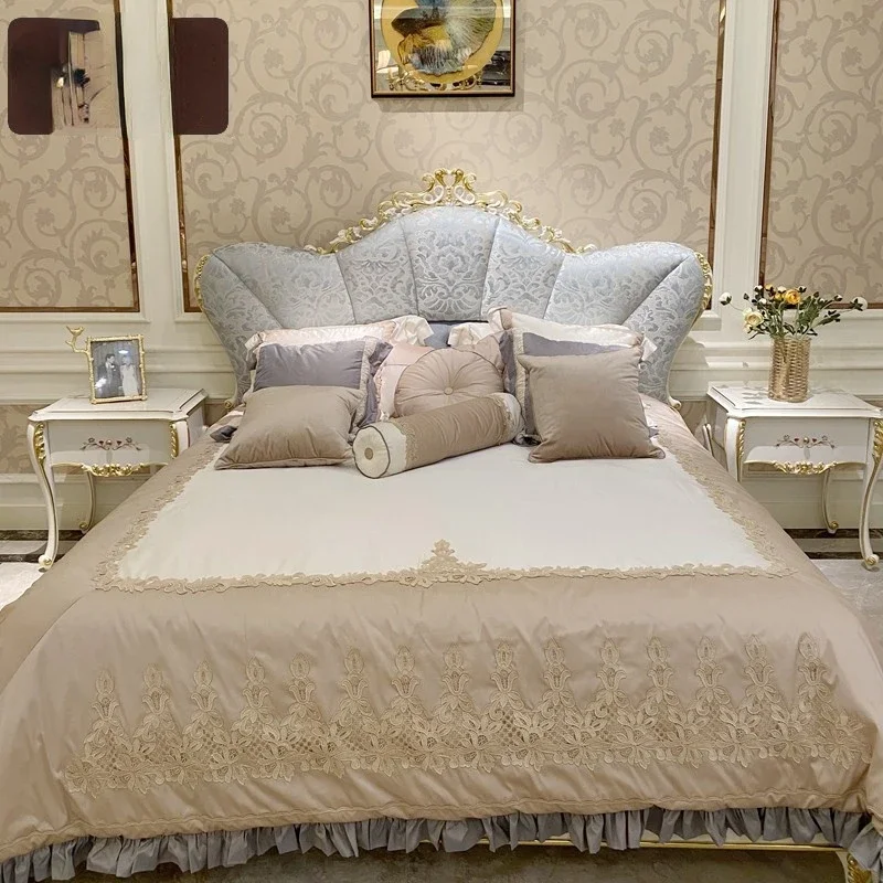 Bed Custom-made fresh carved solid wood elegant Italian white and blue retro elegant and expensive European-style mdouble
Bed Custom-made fresh carved solid wood elegant Italian white and blue retro elegant and expensive European-style mdouble