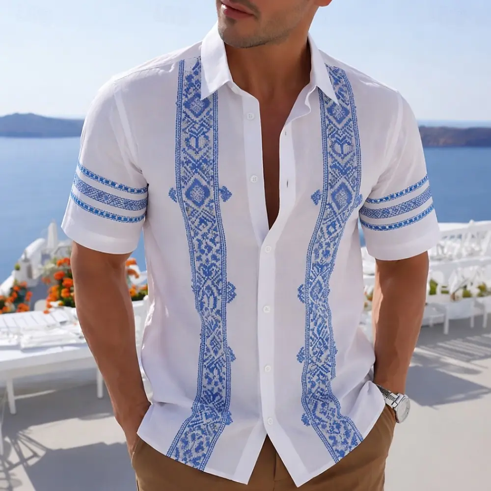 Men's Geometric Grid Plaid 3D Print Guayabera Shirt Turndown Collar Short Sleeve Blue Purple Green Retro Style For Spring Summer
Men's Geometric Grid Plaid 3D Print Guayabera Shirt Turndown Collar Short Sleeve Blue Purple Green Retro Style For Spring Summer