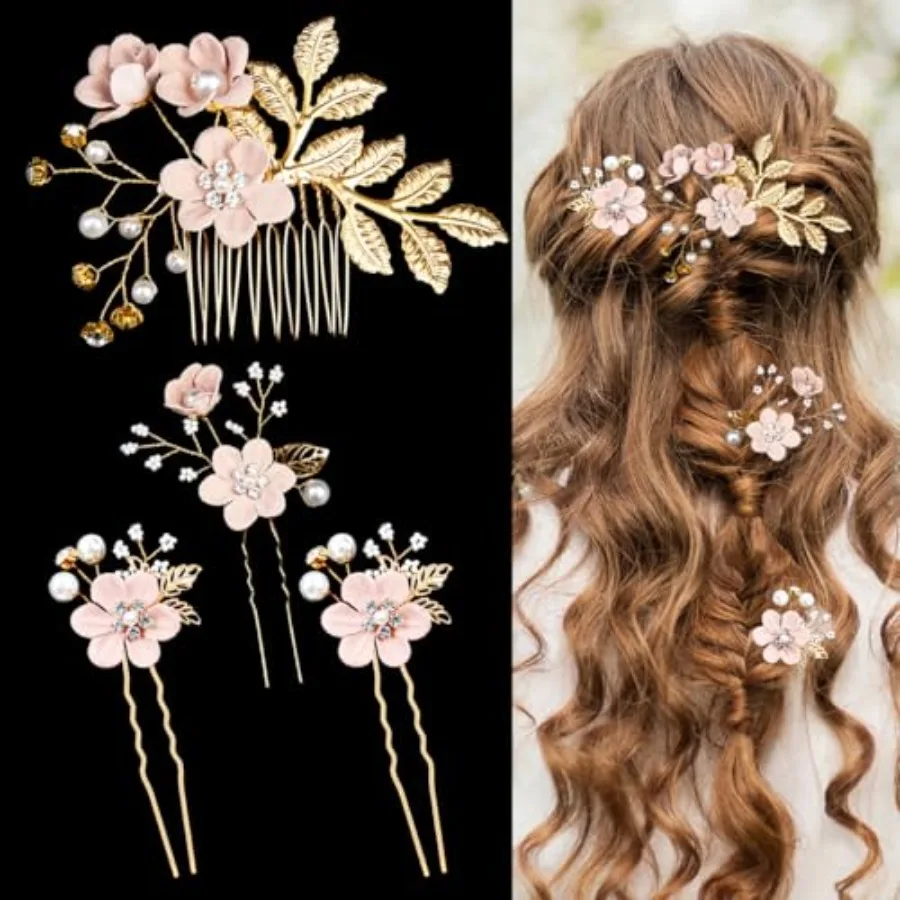 4 Pieces Wedding Hair Accessories, Pearl Rhinestone Bridal Hair Combs and Pins, Vintage Hair Forks for Brides, Bridesmaids, Wom
4 Pieces Wedding Hair Accessories, Pearl Rhinestone Bridal Hair Combs and Pins, Vintage Hair Forks for Brides, Bridesmaids, Wom