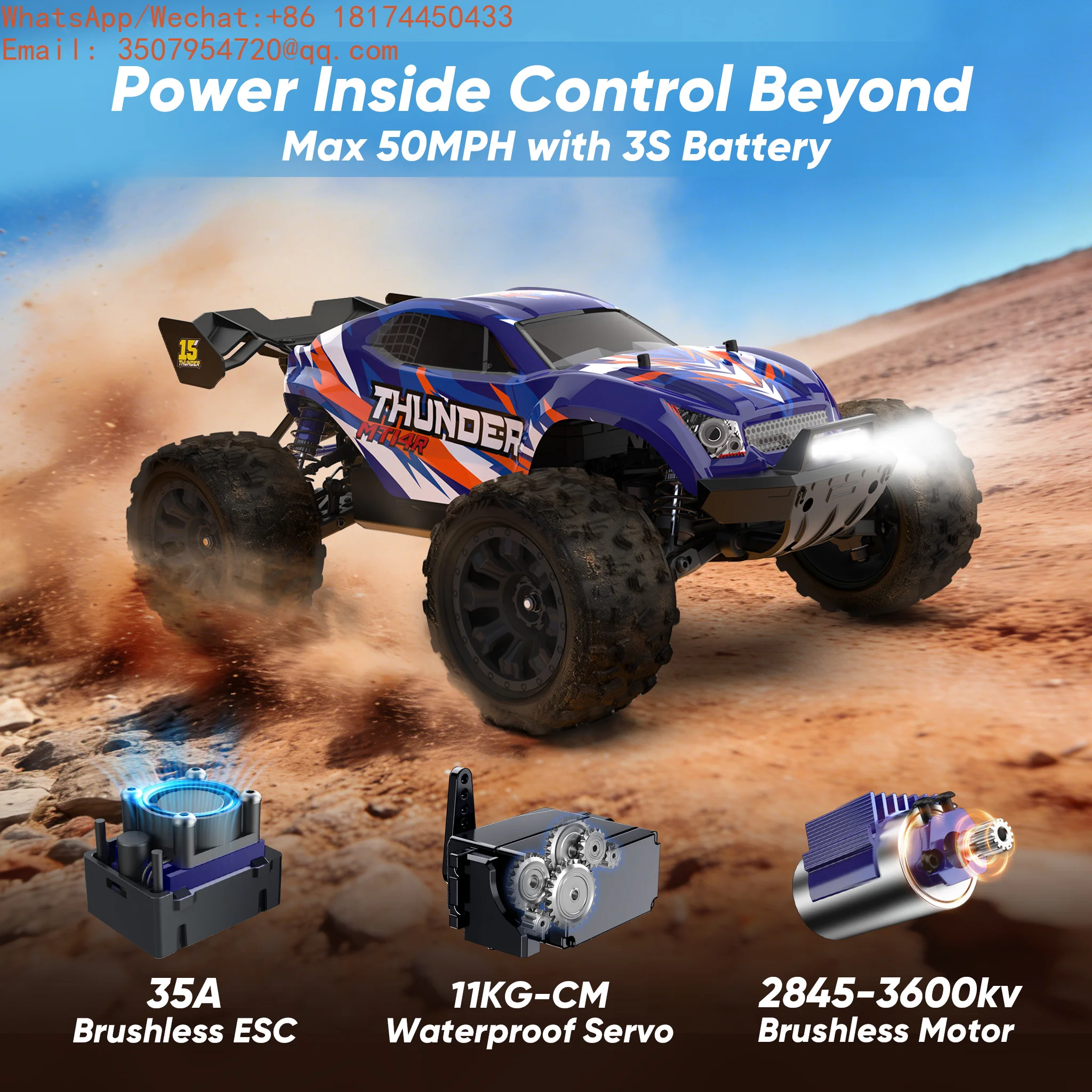 MT14R 1/14 4WD Big Wheel Brushless Vehicle 2.4ghz 4CH 80km/h High Speed Racing Car IPX6 RC CARS
MT14R 1/14 4WD Big Wheel Brushless Vehicle 2.4ghz 4CH 80km/h High Speed Racing Car IPX6 RC CARS
