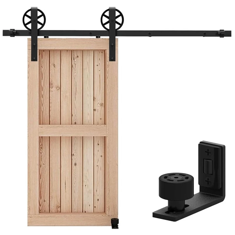 TSMST 5-8 Foot Track Sliding Door Hardware Kit With Adjustable Floor Rails - Industrial Large Spoke Wheel Shape J - For Single D
TSMST 5-8 Foot Track Sliding Door Hardware Kit With Adjustable Floor Rails - Industrial Large Spoke Wheel Shape J - For Single D