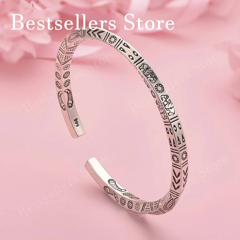 Elegant 925 Sterling Silver Exquisite Vintage Pattern Engraved Open Bracelet Women's Fashion Wedding Party Jewelry
Elegant 925 Sterling Silver Exquisite Vintage Pattern Engraved Open Bracelet Women's Fashion Wedding Party Jewelry