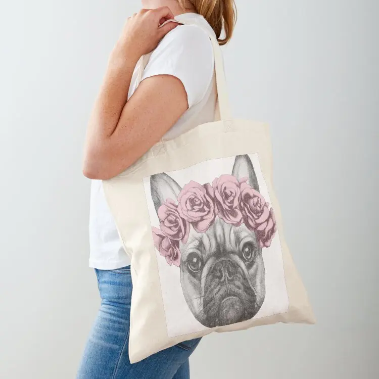 French bulldog with rose crown Tote Bag supermarket folding bag Women's handbag Eco bag reusable grocery bags
French bulldog with rose crown Tote Bag supermarket folding bag Women's handbag Eco bag reusable grocery bags