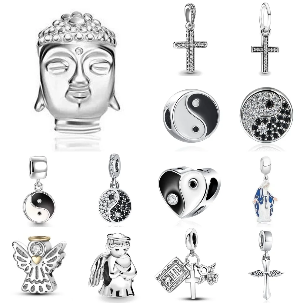 New Classic 925 Silver Cross Bagua Bead Pendant Angel Wings Charm Fit Decoration Women's Bracelet Jewelry Buddha Beads
New Classic 925 Silver Cross Bagua Bead Pendant Angel Wings Charm Fit Decoration Women's Bracelet Jewelry Buddha Beads