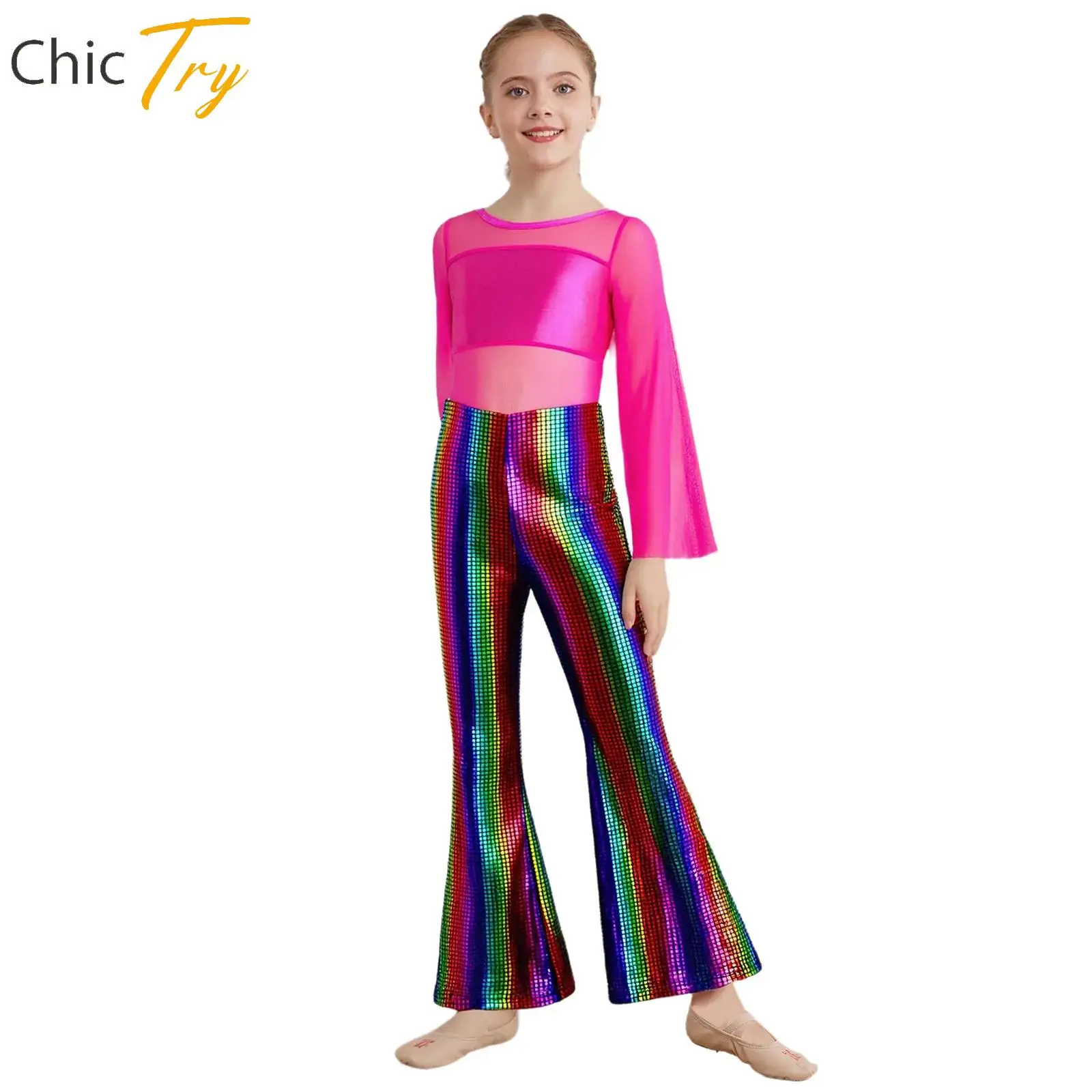 Girls Jazz Latin Metallic Bell-Bottom Jumpsuit Cheerleading Uniform Dancewear for School Show Performance Carnival Cosplay Party
Girls Jazz Latin Metallic Bell-Bottom Jumpsuit Cheerleading Uniform Dancewear for School Show Performance Carnival Cosplay Party