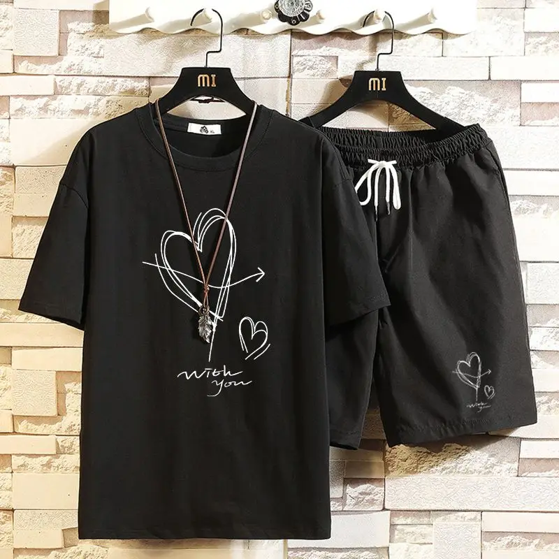 Top _ Suit Summer Love Short-sleeved Suit Male Student Loose Five-point Pants Handsome Set with Suit Male
Top _ Suit Summer Love Short-sleeved Suit Male Student Loose Five-point Pants Handsome Set with Suit Male
