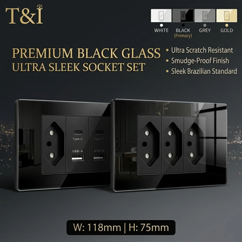 Brazil Standard Wall Socket Tempered Glass Panel USB-C USB-A 3 Gang Wall Switch for Home Office Stable Power Supply CE RoHS
Brazil Standard Wall Socket Tempered Glass Panel USB-C USB-A 3 Gang Wall Switch for Home Office Stable Power Supply CE RoHS