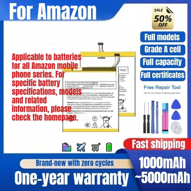 Battery for Amazon Kindle 3/4/Fire 7/HD 6/7 2nd/7 3rd/7 4th/8 6th/Fire HD 8 7th Gen/10 5th/Paperwhite 1/2/4/5/Oasis 2016/Touch 6
Battery for Amazon Kindle 3/4/Fire 7/HD 6/7 2nd/7 3rd/7 4th/8 6th/Fire HD 8 7th Gen/10 5th/Paperwhite 1/2/4/5/Oasis 2016/Touch 6
