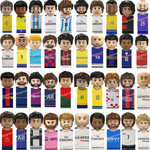 Stelle del calcio Figura Giocatore sportivo Bailey Messi Ronaldo Building Blocks Mattoni Mini Action Figures Giocattoli per bambini Regali di Natale