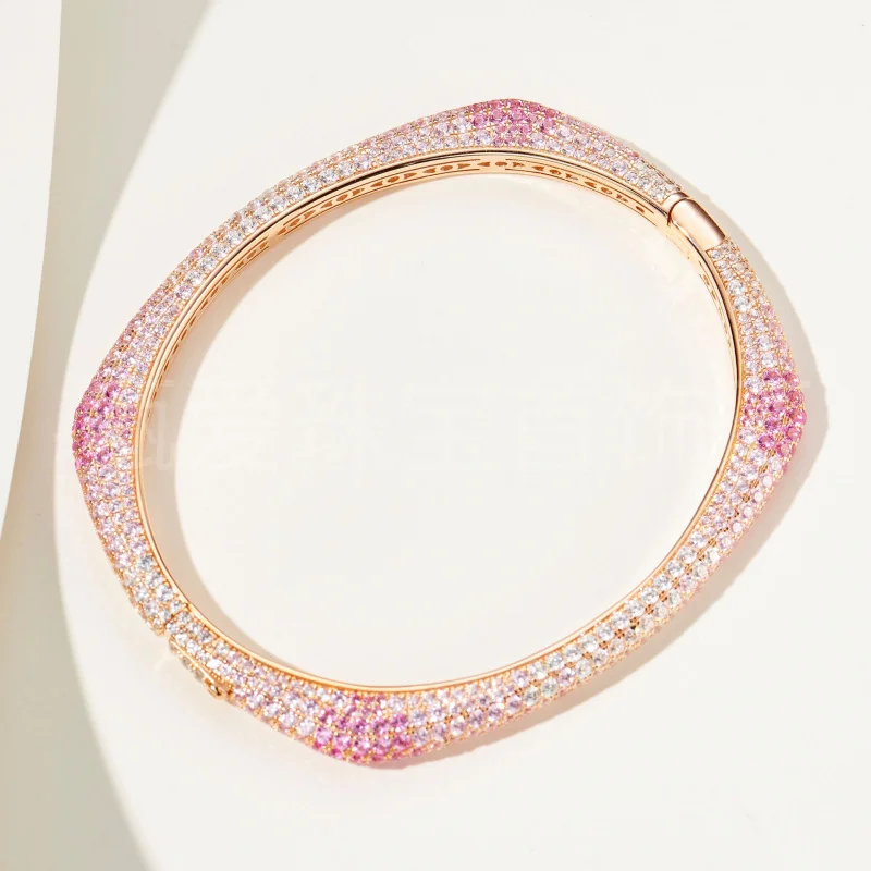 Luxury custom 925 silver pink gradient full-diamond bracelet-trendy & versatile cuff, celebrity & influencer favorite
Luxury custom 925 silver pink gradient full-diamond bracelet-trendy & versatile cuff, celebrity & influencer favorite
