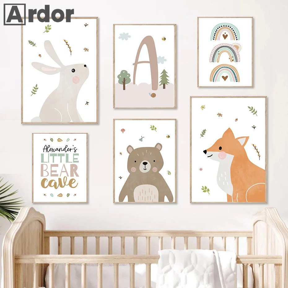 Custom Name Nursery Rainbow Fox Bear Rabbit Quotes Canvas Painting Wall Art Print Pictures Kids Girl Room Interior Home Decor
Custom Name Nursery Rainbow Fox Bear Rabbit Quotes Canvas Painting Wall Art Print Pictures Kids Girl Room Interior Home Decor