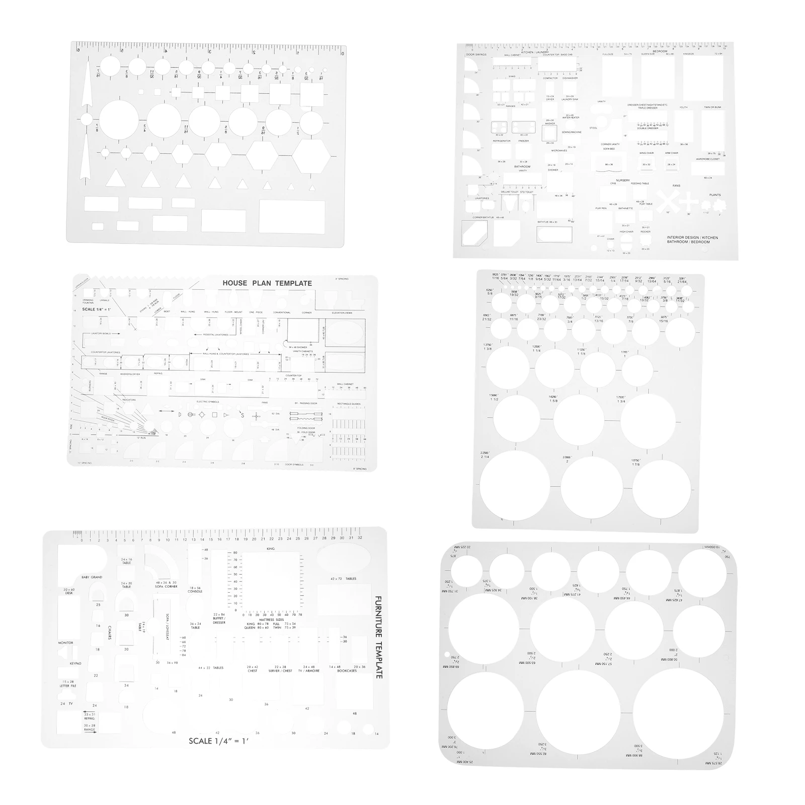 6 pcs Geometric Drawing Templates Creative Hollow Design Plastic Ruler Stencils Measuring Tool For Architecture School Art
6 pcs Geometric Drawing Templates Creative Hollow Design Plastic Ruler Stencils Measuring Tool For Architecture School Art