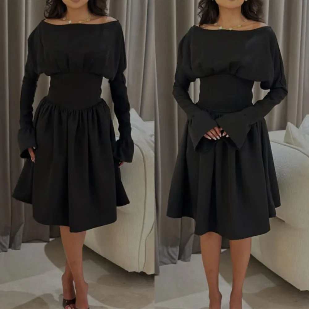 High Quality Customized Strapless Black Knee Length Full Sleeves Woman Vestidos De Fiesta Para Bodas Robe Pour Mariage Invité
High Quality Customized Strapless Black Knee Length Full Sleeves Woman Vestidos De Fiesta Para Bodas Robe Pour Mariage Invité