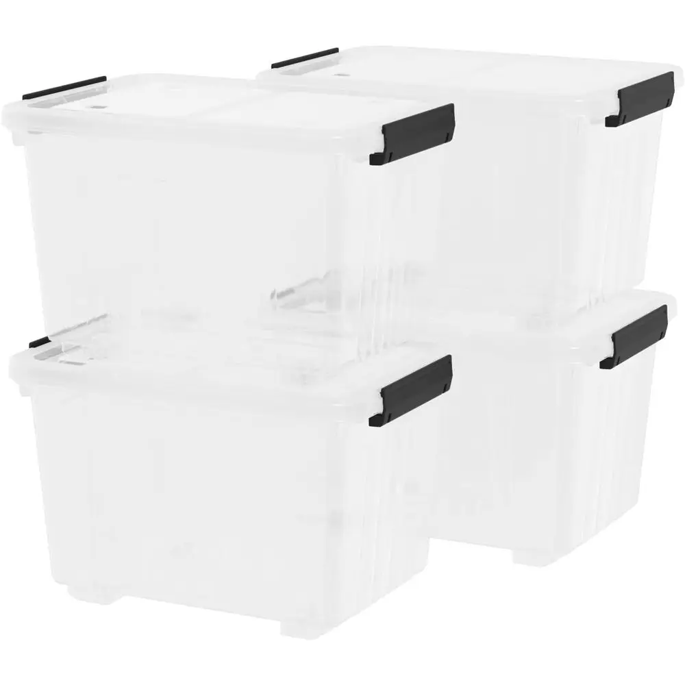 Set of 4 Clear Plastic Storage Bins with Lids and Wheels, 35 Quart Capacity
Set of 4 Clear Plastic Storage Bins with Lids and Wheels, 35 Quart Capacity