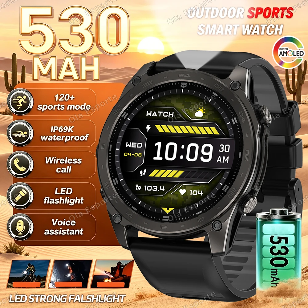 New 530mAh Battery Military Outdoor Smart Watch Men 1.43" AMOLED Screen Compass Bluetooth Call 3ATM Waterproof SmartWatch HW12
New 530mAh Battery Military Outdoor Smart Watch Men 1.43" AMOLED Screen Compass Bluetooth Call 3ATM Waterproof SmartWatch HW12