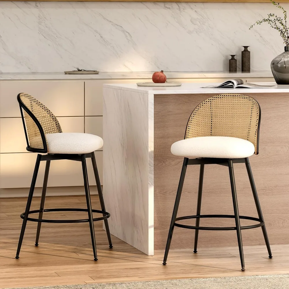 26inch Bar Stools Set of 2,360° Swivel Counter Height Barstools,Faux Leather Upholstered Bar Chairs with Rattan Back
26inch Bar Stools Set of 2,360° Swivel Counter Height Barstools,Faux Leather Upholstered Bar Chairs with Rattan Back
