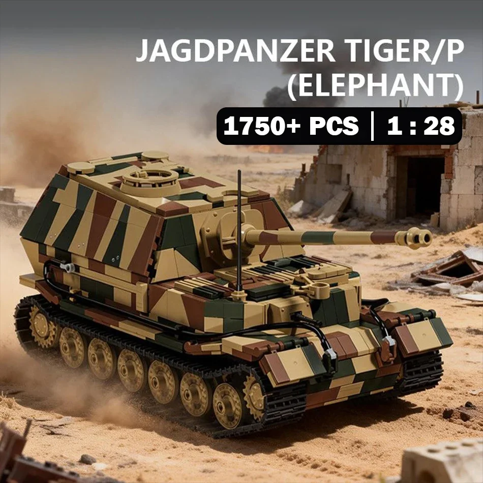 1:28 WW2 Jagdpanzer Tiger P Elefant Tank Building Blocks German Ferdinand Heavy Destroyer Manstein Soldiers Bricks Toy Kids Gift
1:28 WW2 Jagdpanzer Tiger P Elefant Tank Building Blocks German Ferdinand Heavy Destroyer Manstein Soldiers Bricks Toy Kids Gift
