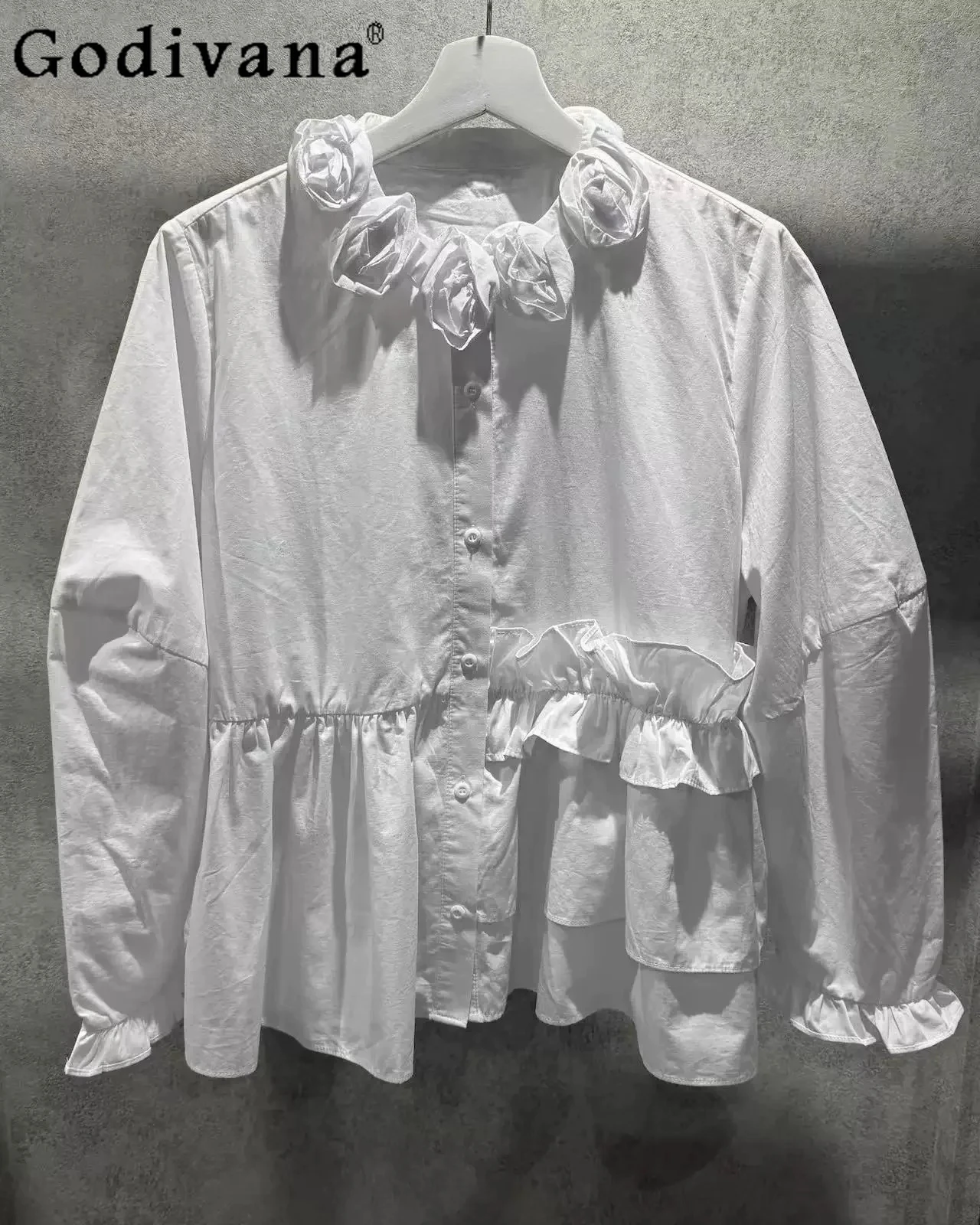 Japanese Style Sweet Casual White Shirt Blouses Sweet Girls Women Loose Three-dimensional Rose Long-sleeved Shirt Skirt Clothes
Japanese Style Sweet Casual White Shirt Blouses Sweet Girls Women Loose Three-dimensional Rose Long-sleeved Shirt Skirt Clothes