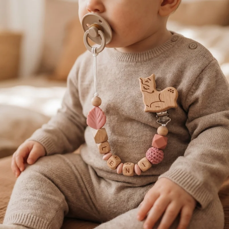 Personalized Baby Pacifier Clip Custom Name Silicone Beads Wooden Teether Chain BPA Free Soother Holder Dummy Strap Newborn Gift
Personalized Baby Pacifier Clip Custom Name Silicone Beads Wooden Teether Chain BPA Free Soother Holder Dummy Strap Newborn Gift