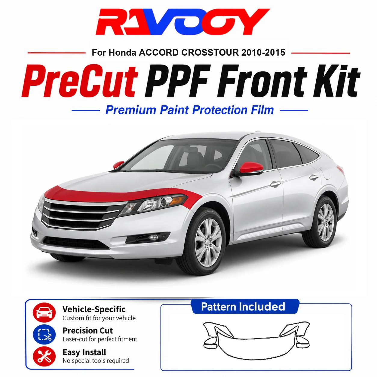 8.5mil TPU Precut PPF Kit For Honda ACCORD CROSSTOUR 2010-2015 - Hood, Fenders & Mirror Set - Self-Healing Clear Bra Film
8.5mil TPU Precut PPF Kit For Honda ACCORD CROSSTOUR 2010-2015 - Hood, Fenders & Mirror Set - Self-Healing Clear Bra Film