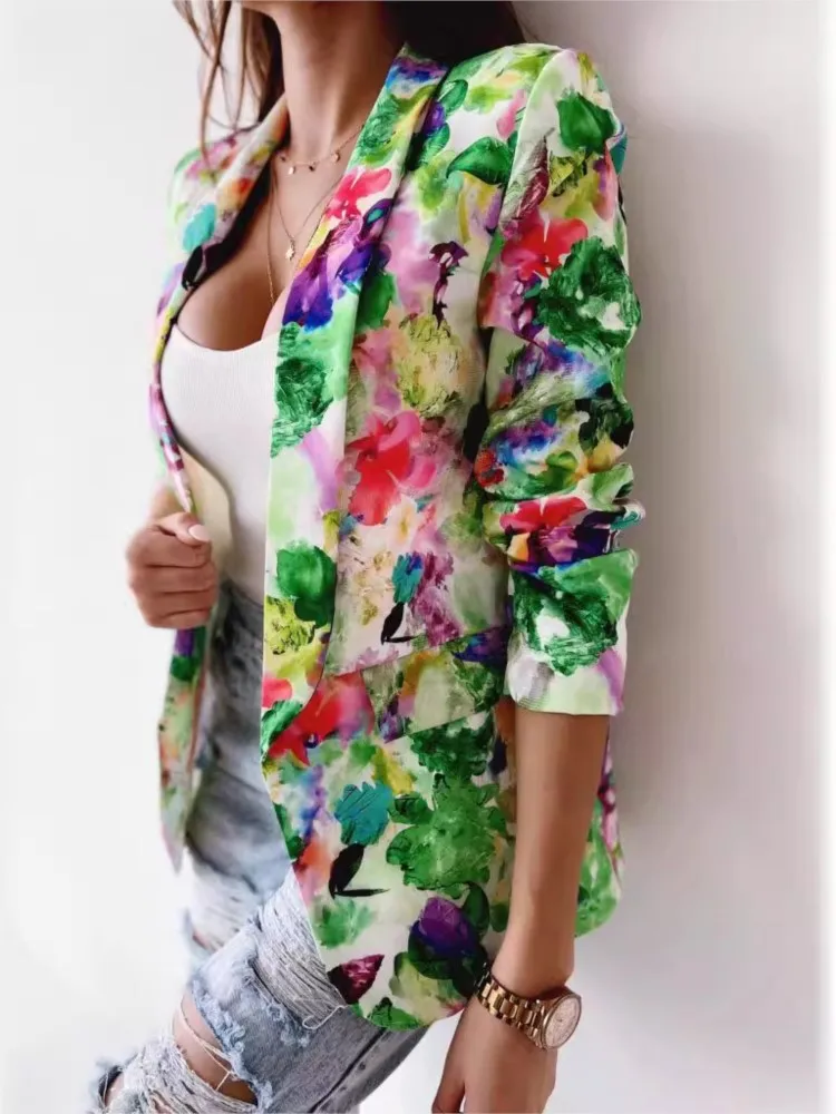Women's Floral Printed Suits Outfits Casual Elegant Office Lady Colorful Spring Autumn Fashion Fake Pockets Suit Tie Dye Jackets
Women's Floral Printed Suits Outfits Casual Elegant Office Lady Colorful Spring Autumn Fashion Fake Pockets Suit Tie Dye Jackets