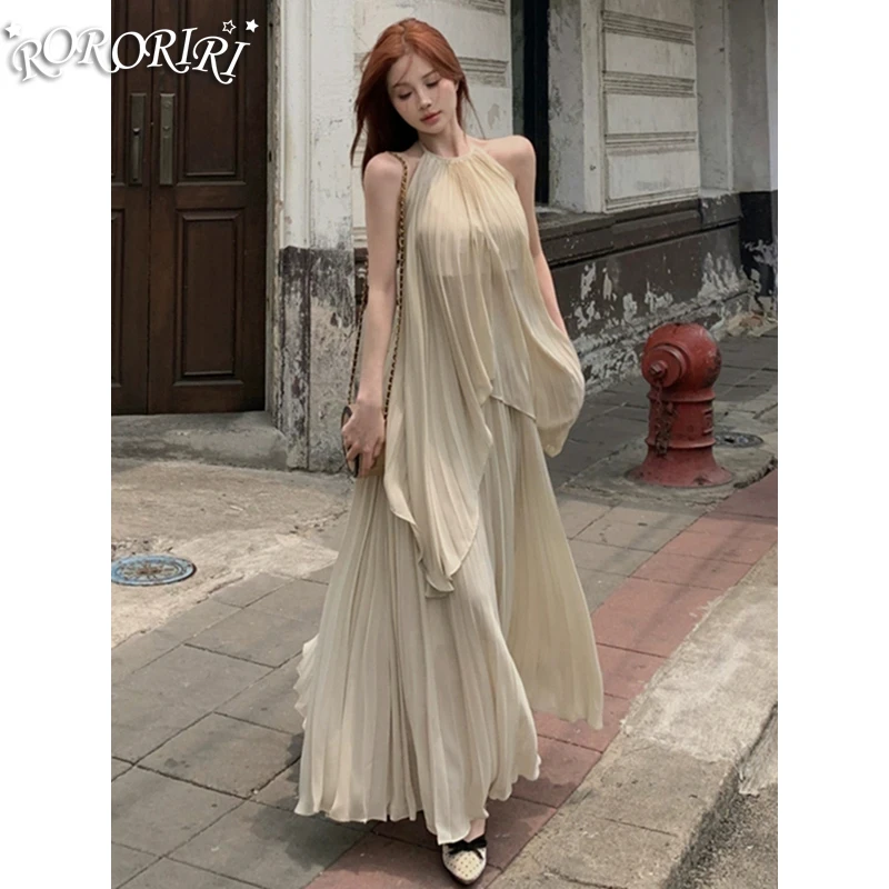 RORORIRI Irregular Ribbon Halter Top Skirt Women Set Plain Backless Sleeveless Vest A-line Pleated Long Skirt Retro Sexy Clothes
RORORIRI Irregular Ribbon Halter Top Skirt Women Set Plain Backless Sleeveless Vest A-line Pleated Long Skirt Retro Sexy Clothes