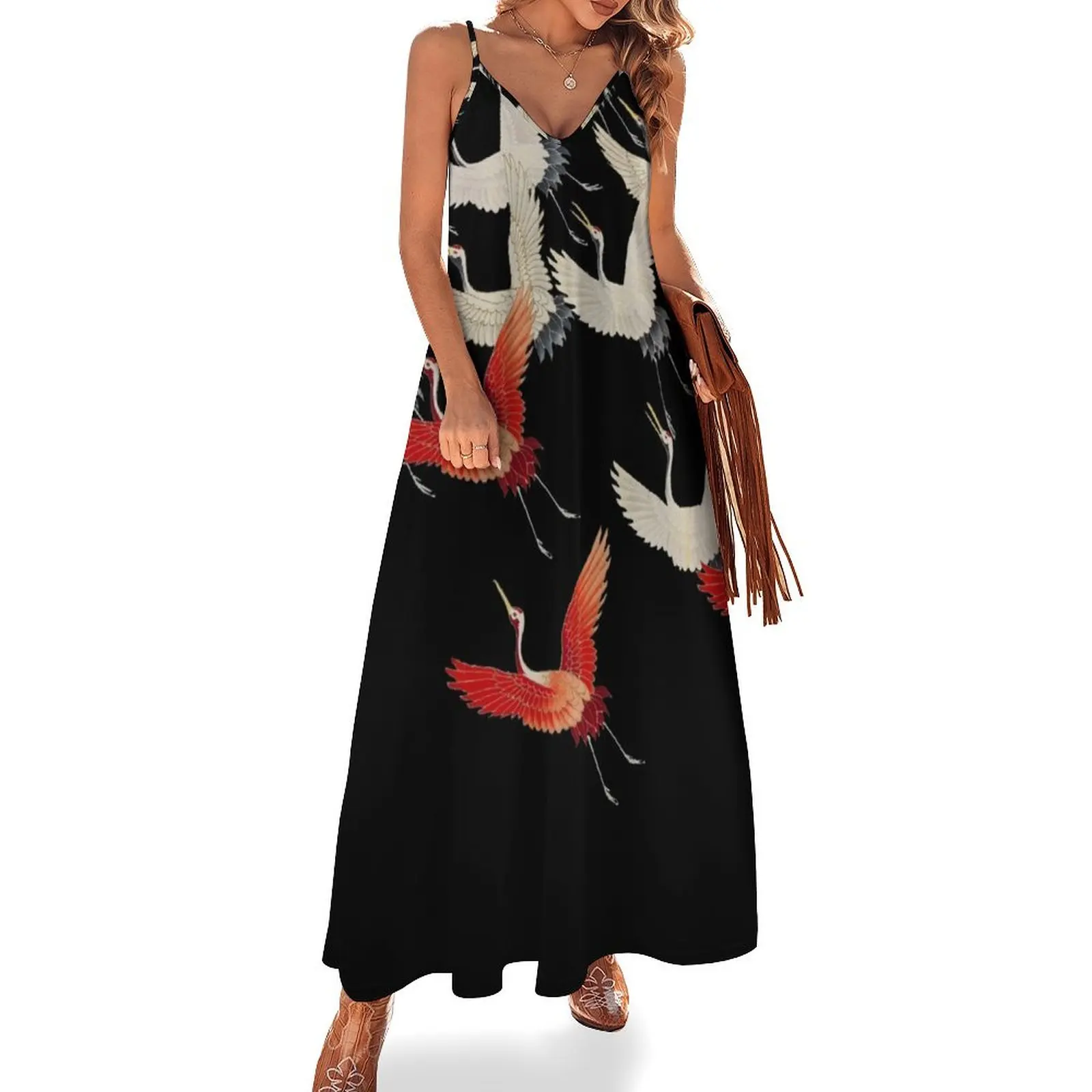 FLYING RED WHITE CRANES IN BLACK Japanese Pattern Sleeveless Dress summer dress woman 2025 trendy dress women summer
FLYING RED WHITE CRANES IN BLACK Japanese Pattern Sleeveless Dress summer dress woman 2025 trendy dress women summer