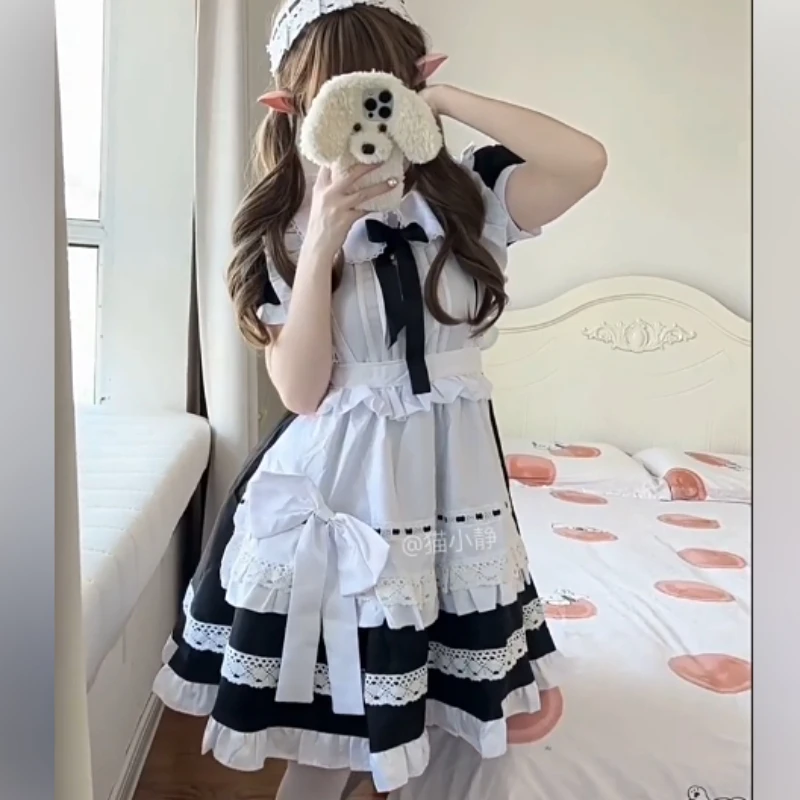 L-5XL Sweet Lace Black White Plus Size Men Women Maid Short Sleeve Lolita Dress Japanese Ruffles Bow Cosplay Princess Dresses
L-5XL Sweet Lace Black White Plus Size Men Women Maid Short Sleeve Lolita Dress Japanese Ruffles Bow Cosplay Princess Dresses