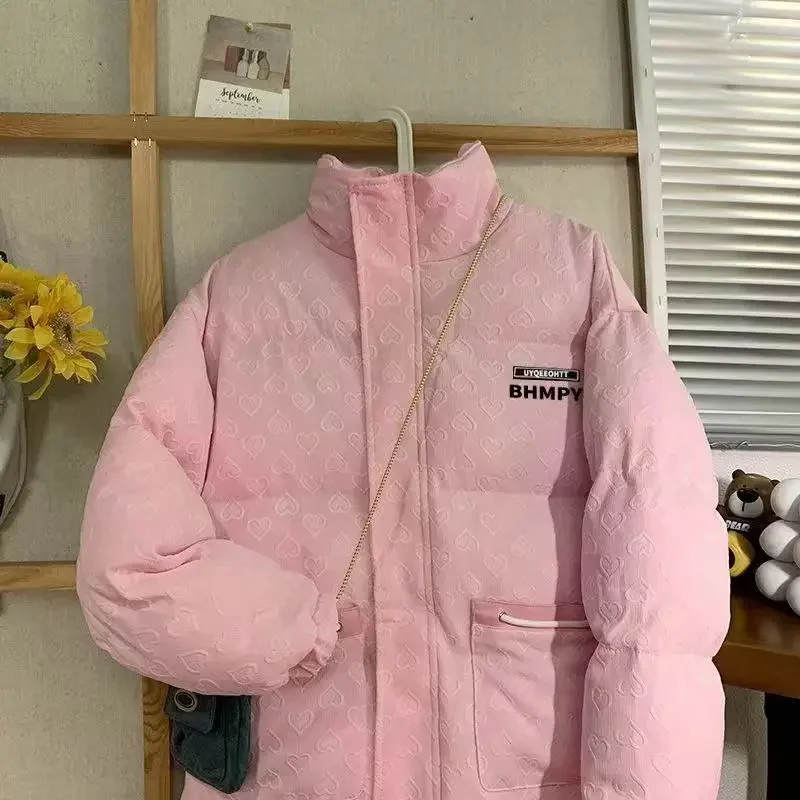 Winter Love Stand Collar Cotton Jacket Women Harajuku Fashion Casual Multi Functional Pocket Zipper Thickened Bread Down Jackets
Winter Love Stand Collar Cotton Jacket Women Harajuku Fashion Casual Multi Functional Pocket Zipper Thickened Bread Down Jackets