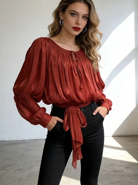 Elegant Ladylike Style Women's Shirt Spring 2026 New Long Sleeve Lace Paneling High-End Feelings Tie Neck Design Fashion Top
Elegant Ladylike Style Women's Shirt Spring 2026 New Long Sleeve Lace Paneling High-End Feelings Tie Neck Design Fashion Top