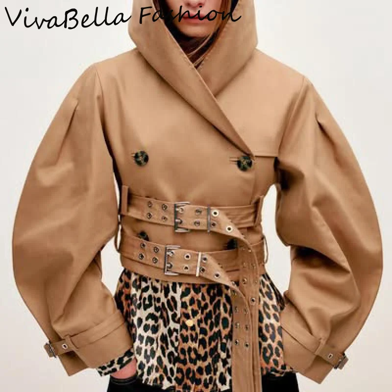 Women's Long Trench Coat Double Breasted Hooded Punk Crop Jackets With Belt Waist-Cinched Windbreakers 2025 Autumn Lady Outwears
Women's Long Trench Coat Double Breasted Hooded Punk Crop Jackets With Belt Waist-Cinched Windbreakers 2025 Autumn Lady Outwears