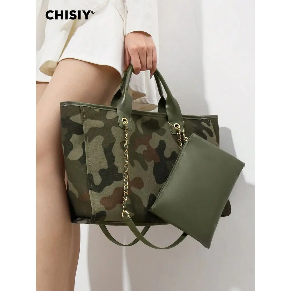 Handmade Large Capacity Fashion Camouflage Tote Bag, Korean Style Unisex Big Shoulder Bag With Chain Strap, Vintage Casual Stre
Handmade Large Capacity Fashion Camouflage Tote Bag, Korean Style Unisex Big Shoulder Bag With Chain Strap, Vintage Casual Stre