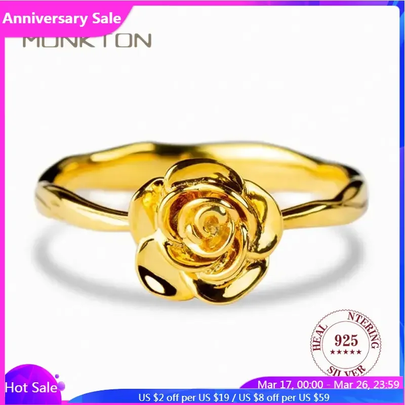 Monkton Gold Color Silver 925 Rose Flower Finger Rings for Women Fashion Silver Rings Vintage Jewelry Gift Anillos Bague Femme
Monkton Gold Color Silver 925 Rose Flower Finger Rings for Women Fashion Silver Rings Vintage Jewelry Gift Anillos Bague Femme