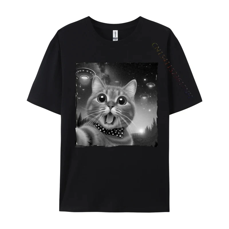 Selfie Cat In Space T-shirts Cute Cat Lovers Tops T Shirt Pure Cotton UFO And Cat Men Design Tops Shirt
Selfie Cat In Space T-shirts Cute Cat Lovers Tops T Shirt Pure Cotton UFO And Cat Men Design Tops Shirt