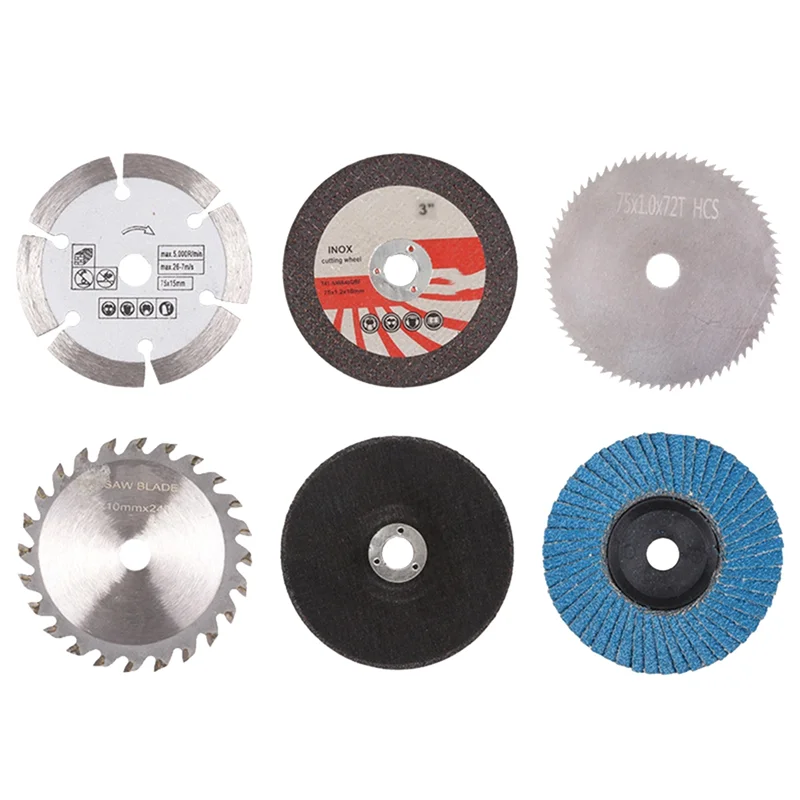 A39I-6Pcs 75Mm Cutting Disc Kit For 10Mm Bore Angle Grinder Metal Circular Saw Blade Flat Flap Grinding Wheel Sanding Pads
A39I-6Pcs 75Mm Cutting Disc Kit For 10Mm Bore Angle Grinder Metal Circular Saw Blade Flat Flap Grinding Wheel Sanding Pads