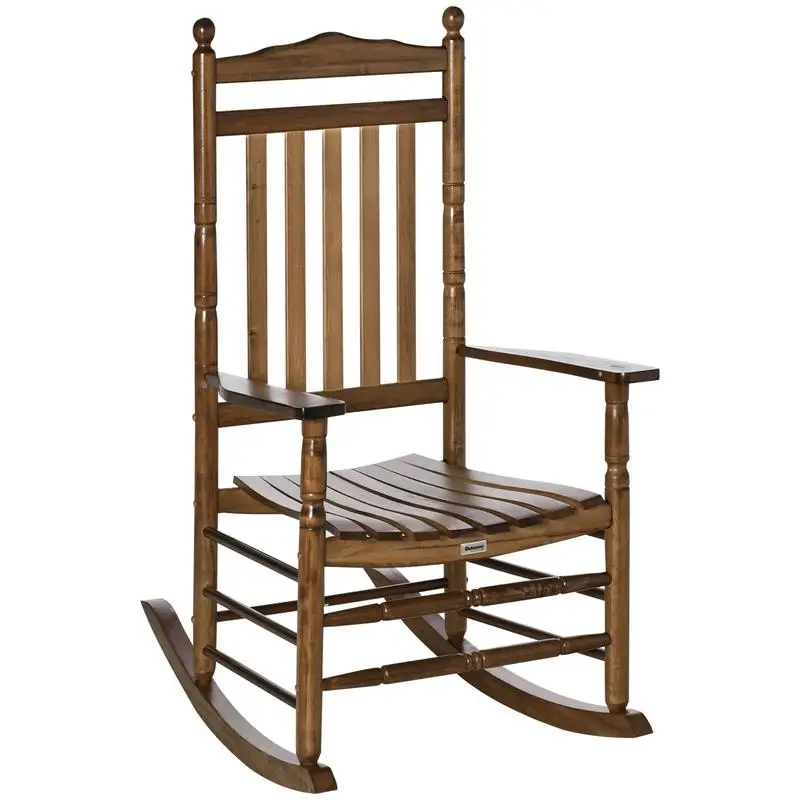 Traditional Wooden High-Back Rocking Chair for Porch and Indoor Outdoor Use, Brown Color, Comfortable Seating for Relaxation
Traditional Wooden High-Back Rocking Chair for Porch and Indoor Outdoor Use, Brown Color, Comfortable Seating for Relaxation