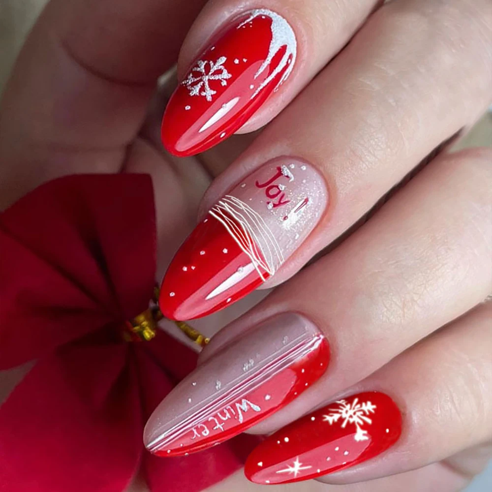 Medium fake nails for women gilr almond shape nude red colors snowflakes hats for Christmas party full cover press on false nail
Medium fake nails for women gilr almond shape nude red colors snowflakes hats for Christmas party full cover press on false nail
