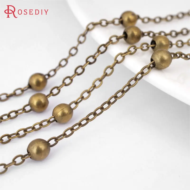 5 Meters width 2MM with 4MM Bead Antique Bronze Copper Flat Oval Link Necklace Chains Station Ball Chains Diy Accessories
5 Meters width 2MM with 4MM Bead Antique Bronze Copper Flat Oval Link Necklace Chains Station Ball Chains Diy Accessories