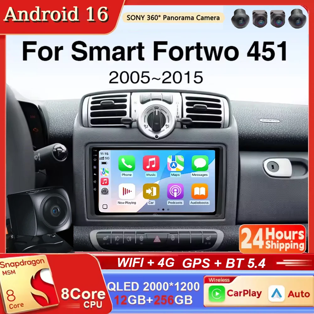 For Mercedes Benz Smart Fortwo 451 2005 - 2010 Android 16 Carplay&Auto Car Radio Navigation Multimedia Stereo Player BT QLED GPS
For Mercedes Benz Smart Fortwo 451 2005 - 2010 Android 16 Carplay&Auto Car Radio Navigation Multimedia Stereo Player BT QLED GPS