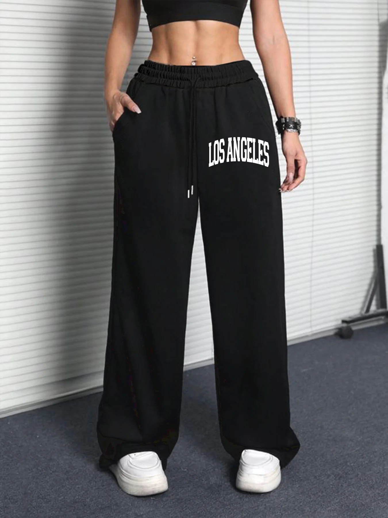 Women'S Casual Sports Joggers with Los Angeles Print, Polyester Knit Fabric, Drawstring Waist, Straight Leg, Wide Leg Sweatpants
Women'S Casual Sports Joggers with Los Angeles Print, Polyester Knit Fabric, Drawstring Waist, Straight Leg, Wide Leg Sweatpants