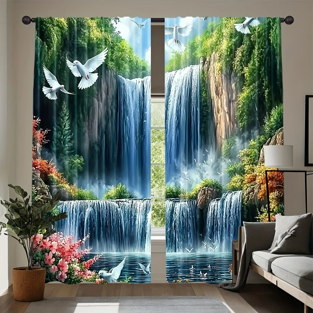 2pcs Waterfall White Dove Nature Curtains Blackout Drapes for Living Room Serene Decor Mountain Stream Print Window Treatment
2pcs Waterfall White Dove Nature Curtains Blackout Drapes for Living Room Serene Decor Mountain Stream Print Window Treatment