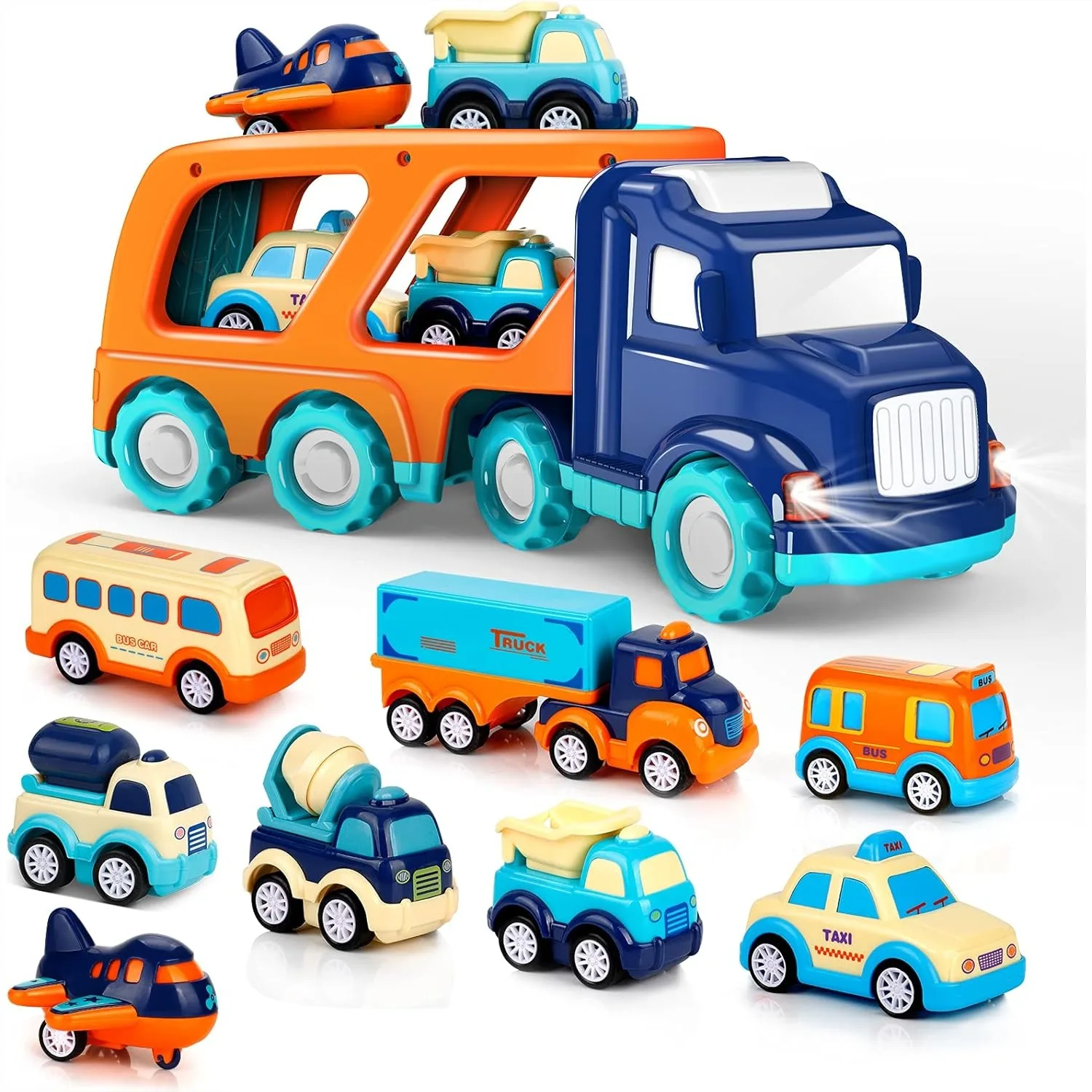 9 Pack Cars Toys for Toddlers Boys Girls, Big Transport Truck with 8 Pull Back Cars, Colorful Vehicle Playset with Sound & Light
9 Pack Cars Toys for Toddlers Boys Girls, Big Transport Truck with 8 Pull Back Cars, Colorful Vehicle Playset with Sound & Light