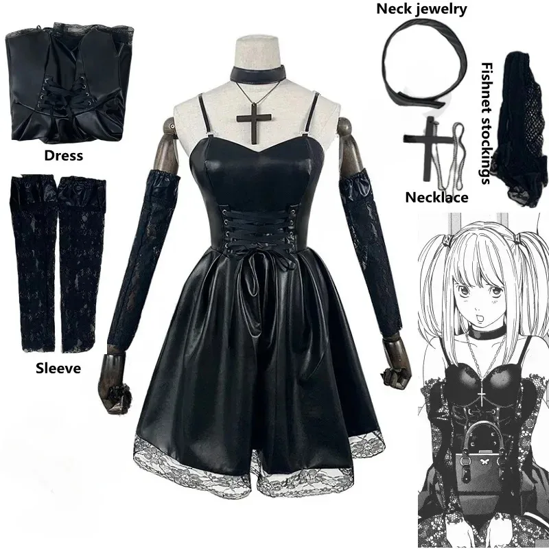 Women's Japanese Anime Cosplay Misa Amane Dress with Lace Trim Gothic Style Costume Imitation Leather Sexy Dress Halloween
Women's Japanese Anime Cosplay Misa Amane Dress with Lace Trim Gothic Style Costume Imitation Leather Sexy Dress Halloween